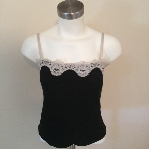 Necessary Objects Black Camisole with white lace - Picture 1 of 5